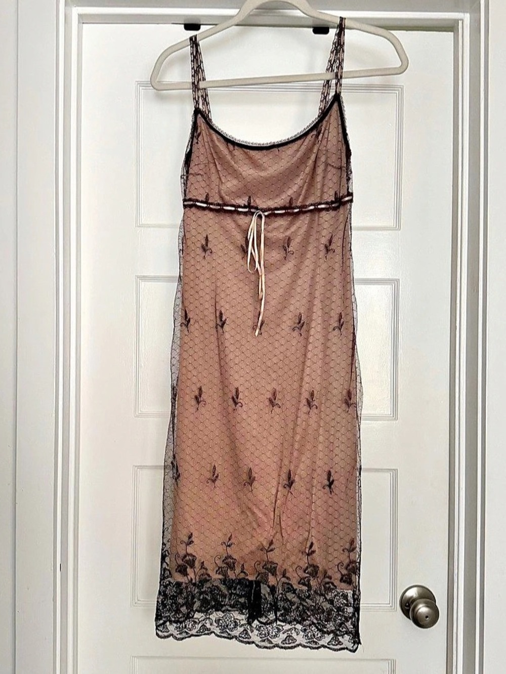 Laundry by Shelli Segal Y2K Vintage Lace Midi Dress Brown Size 4 Like New